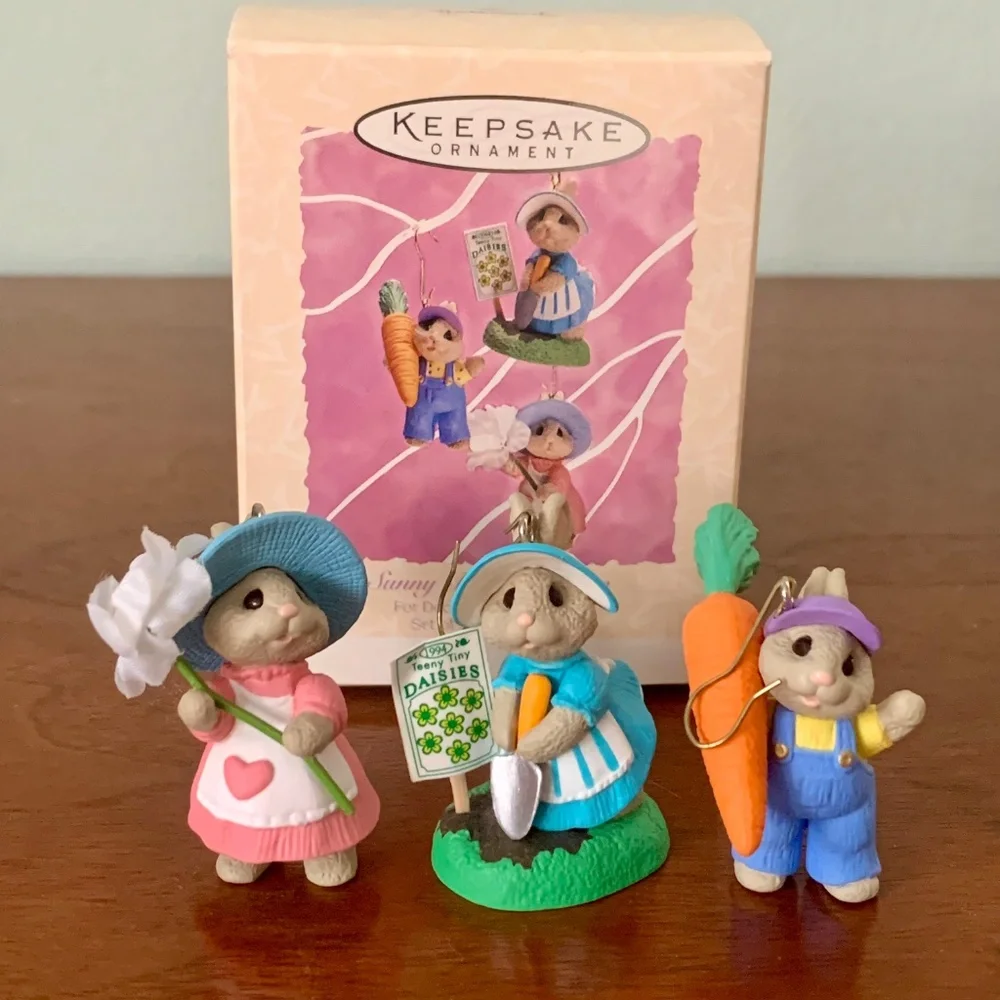 Hallmark Sunny Bunny Garden 3pc 1994 Easter Keepsake Ornament
